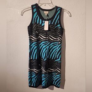 Banana Republic Issa London Collection Blue Green Sleeveless  Dress Sz XS Petite